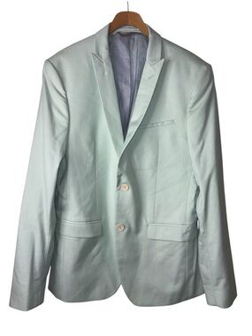 ZARA Men's Classic Two-Button Suit Jacket Mint Green Blazer Size 40